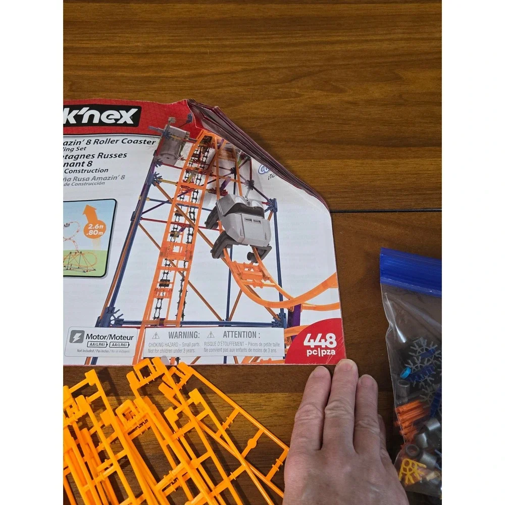 Knex Amazin 8 Roller Coaster Building Set 50216 Motorized 448‎ Pieces 2.6ft Tall
